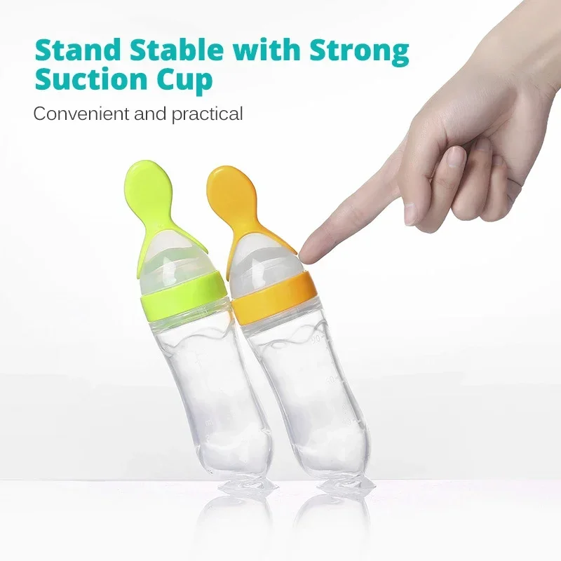 Silicone Baby Bottle with Spoon - Easy Milk Feeding for Infants - Image 2