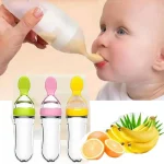 Silicone Baby Bottle with Spoon - Easy Milk Feeding for Infants