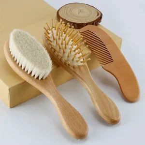Natural Wool Baby Brush Set - Gentle Hair Care for Newborns