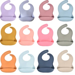 Silicone Baby Bibs - Waterproof Candy Color Feeding Bib for Toddlers