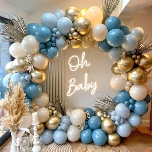 Burgundy Blue Gold Balloon Garland Kit - Birthday and Shower Decorations