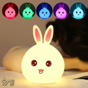Rechargeable LED Rabbit Night Light - Colorful Clap Lamp for Babies and Kids