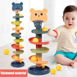 Montessori Rolling Ball Tower - Rotating Stacking Track for Baby Development