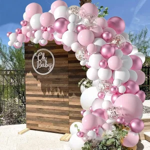 Pink Glitter Balloon Set - Birthday and Baby Shower Party Supplies