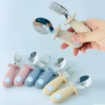 Cartoon Baby Tableware Set - Stainless Steel Cutlery for Toddlers and Kids