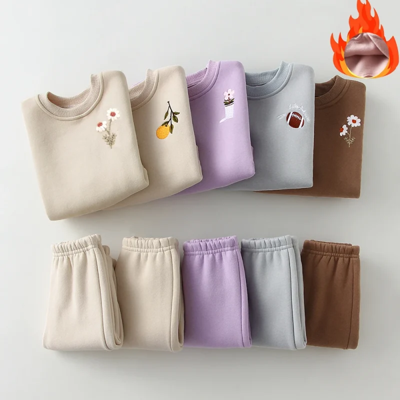 Winter Baby Clothing Set - Fleece Pullover and Pant Suit for Kids 0-5 Years - Image 2