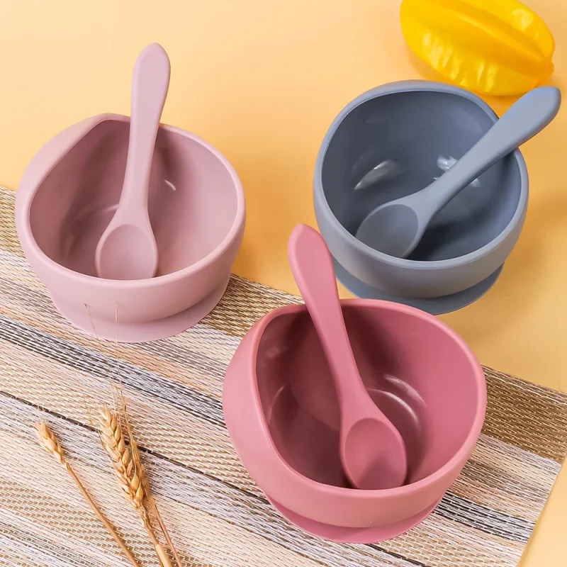 2PC Silicone Suction Bowls - Training Dinnerware for Babies Learning to Eat