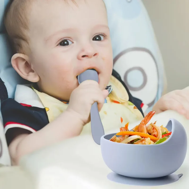 2PC Silicone Suction Bowls - Training Dinnerware for Babies Learning to Eat - Image 3