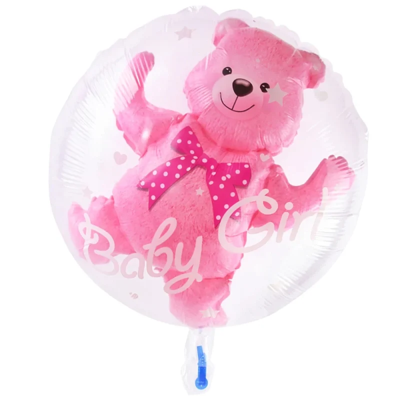 4D Bear Bubble Balloons - Gender Reveal and Baby Shower Party Decor - Image 2