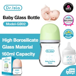 Dr.isla Anti-Choke Glass Baby Bottle - BPA-Free Newborn Milk Feeder