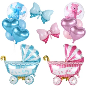 Baby Shower Foil Balloons - Pink/Blue Gender Reveal and Event Balloons for Party Gifts