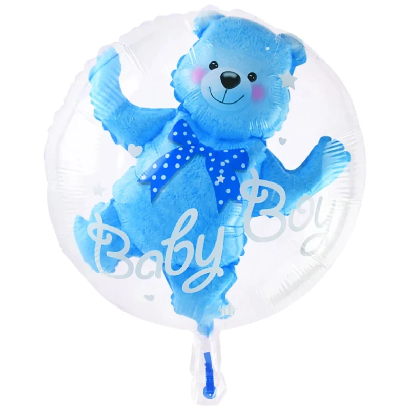 4D Bear Bubble Balloons - Gender Reveal and Baby Shower Party Decor - Image 3