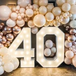 LED Light Giant Number Balloons - Birthday or Baby Shower Decor for 30, 40, 50th Events