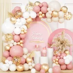 Retro Pink White Gold Balloons Garland Arch Kit Birthday Party Decoration Kids Baby Shower Wedding Party Supplies Letax Ballons
