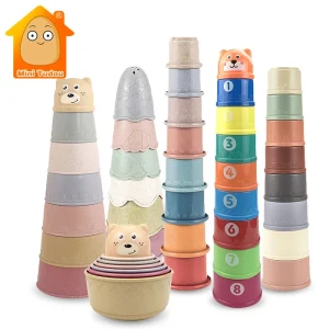 Baby Stacking Cups - Early Educational Learning Toy for Color, Number Sorting, and Bath Fun
