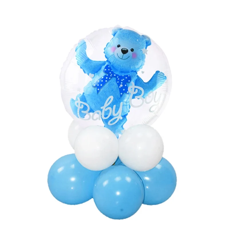 4D Bear Bubble Balloons - Gender Reveal and Baby Shower Party Decor - Image 4