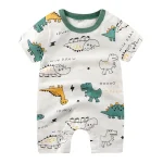 New Summer Baby Clothing Newborn Boys Girls Short-sleeved Cartoon Print Section Open File Climbing Clothing Baby Jumpsuit Romper