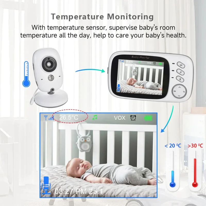 VB603 V2 Video Baby Monitor 2.4G Wireless With 3.2 Inches LCD 2 Way Audio Talk Night Vision Surveillance Security Cam Babysitter - Image 4